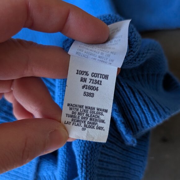 Vintage LL Bean Blue Short Sleeve Puff Sleeve Cotton Knit Top medium - Picture 5 of 6